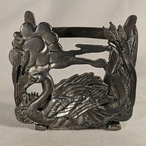 Metzke 1986 Vintage Swan Pewter Napkin Holder silver